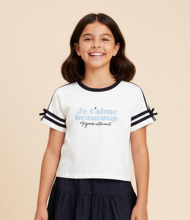 Blusa Infantil Ajustada com Detalhe Contrastante e Lacinho - Tam 5 a 14 Anos - 2