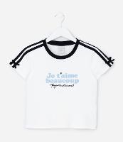 Blusa Infantil Ajustada com Detalhe Contrastante e Lacinho - Tam 5 a 14 Anos - 1