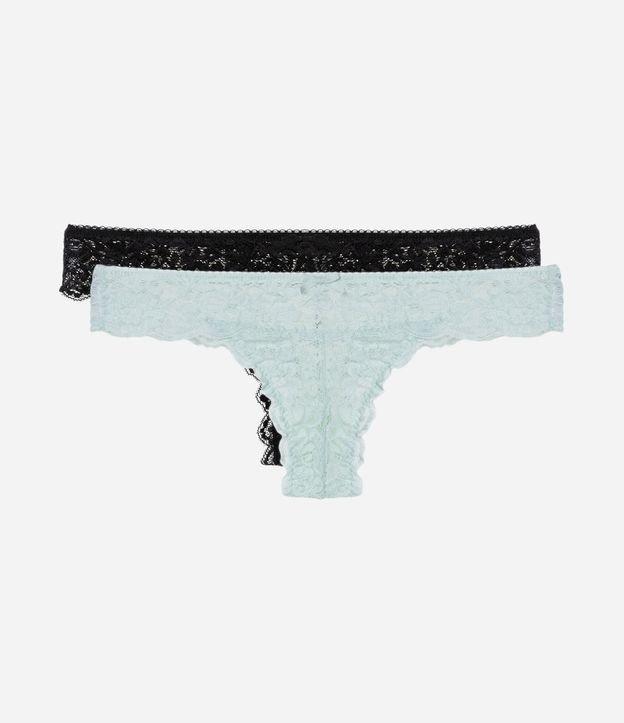 Kit 02 Calcinhas Biquíni Fio em Renda Floral - 1