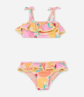 Biquini Infantil em Microfibra com Estampa de Frutinhas - Tam 2 a 4 Anos