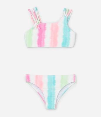 Biquini Infantil em Microfibra com Estampa Degrade Texturizado - Tam 5 a 14 Anos