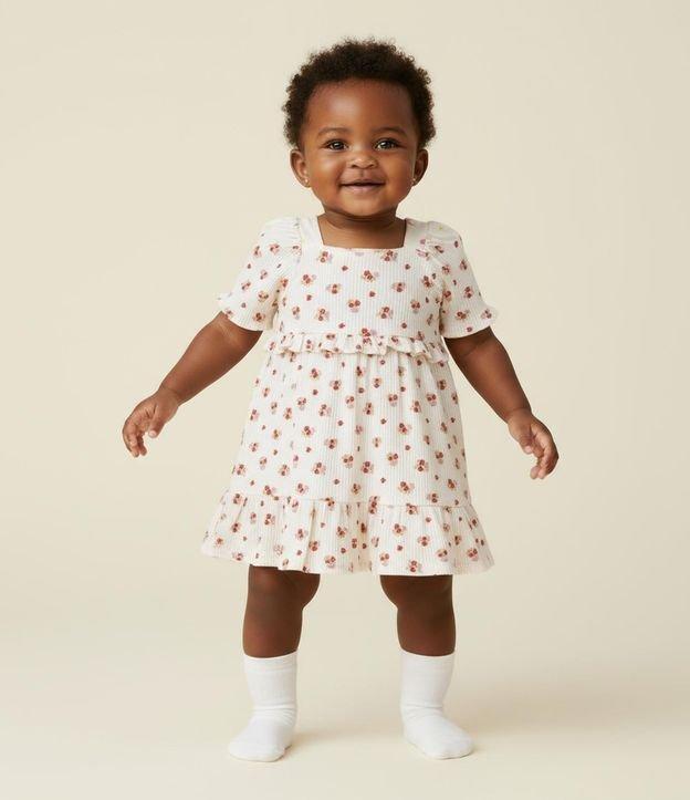 Vestido Infantil em Tricoline com Estampa Floral e Calcinha - Tam 3 a 18 Meses - 2