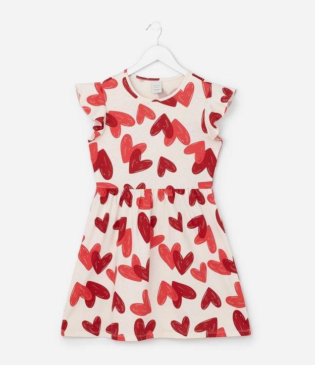 Vestido Infantil em Algodão com Estampa de Corações - Tam 5 a 14 Anos - 1