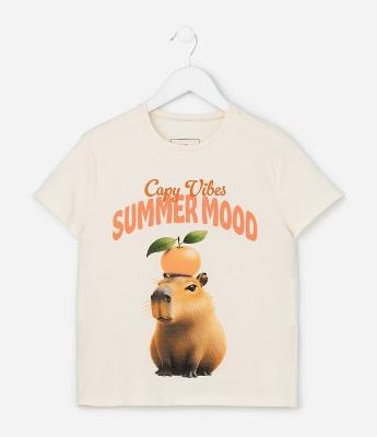 Camiseta Infantil Slim Capy Vibes Summer Mood - Tam 5 a 14 Anos
