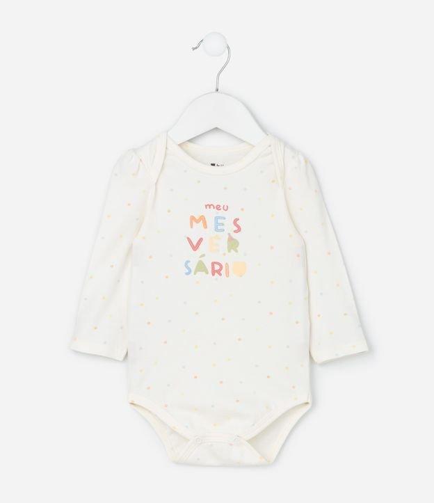 Body Infantil com Estampa Lettering Meu Mesversário  - Tam RN a 18 Meses - 1