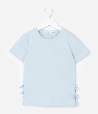 Blusa Slim Infantil com Abertura e Laços Laterais - Tam 7 a 14 Anos