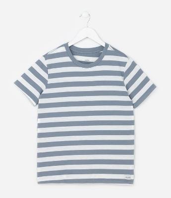 Camiseta Infantil Comfort com Estampa de Listras  - Tam 5 a 14  Anos