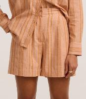 Short Listrado Cintura Alta em Algodão com Fio Metalizado - 2