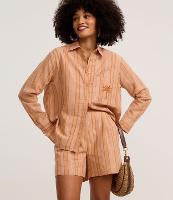 Short Listrado Cintura Alta em Algodão com Fio Metalizado - 3