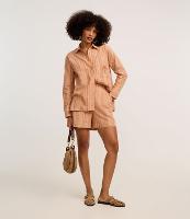 Short Listrado Cintura Alta em Algodão com Fio Metalizado - 4