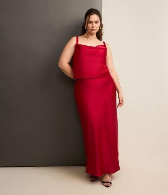 Saia Longa em Crepe Acetinada Curve & Plus Size