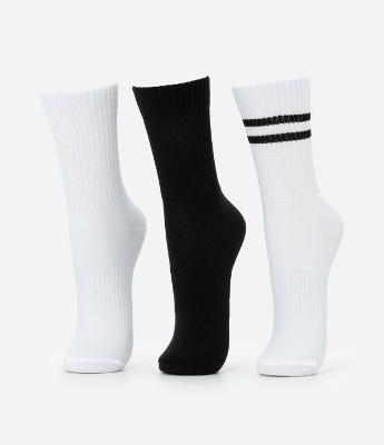 Kit 03 Meias Cano Médio Esportivo em Algodão