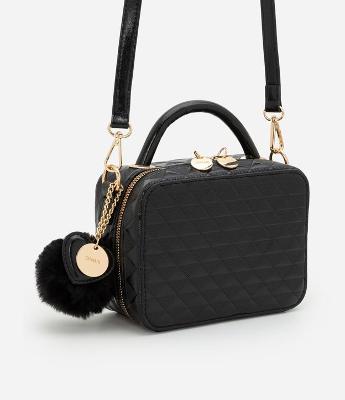 Bolsa Câmera Bag com Alça Transversal e Pompom
