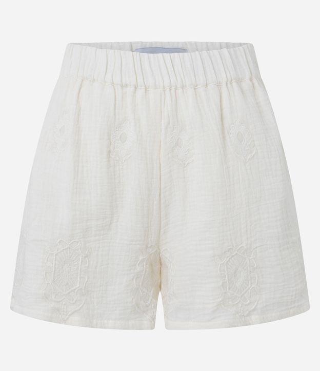 Short Cintura Alta em Cambraia com Efeito Amassado - 1