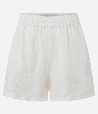 Short Cintura Alta em Cambraia com Efeito Amassado