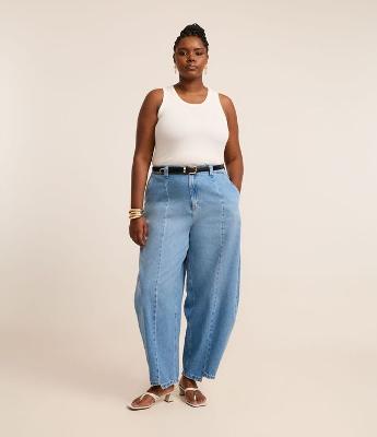 Calça Barrel em Jeans com Elástico nas Costas Curve & Plus Size