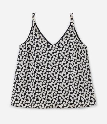 Regata em Crepe Acetinado Poá com Alça Larga Curve & Plus Size