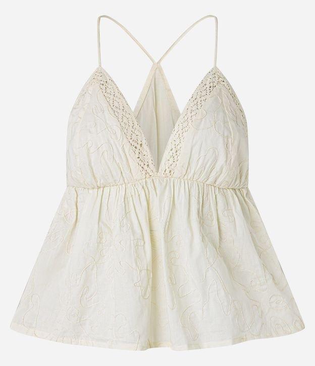 Blusa de Alcinha em Cambraia Abstrata com Textura Floral - 1