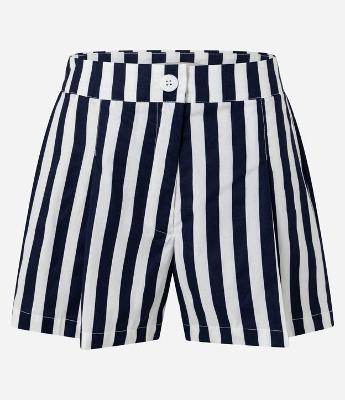 Short Cintura Alta em Tricoline com Listras Verticais
