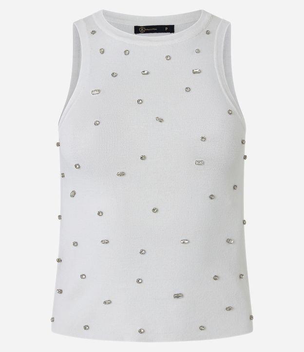 Blusa Regata Nadador em Tricô com Pedrarias de Strass - 1