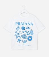 Camiseta Infantil Over com Estampa Praiana - Tam 5 a 16 Anos - 1