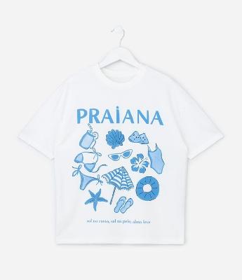Camiseta Infantil Over com Estampa Praiana - Tam 5 a 16 Anos