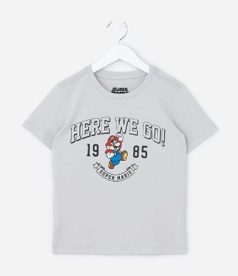 Camiseta Infantil com Estampa Super Mario Nintendo - Tam 4 a 10 Anos