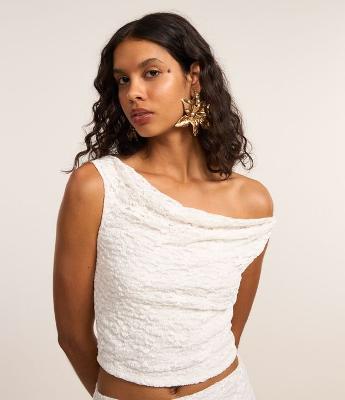 Blusa em Renda com Gola Redonda