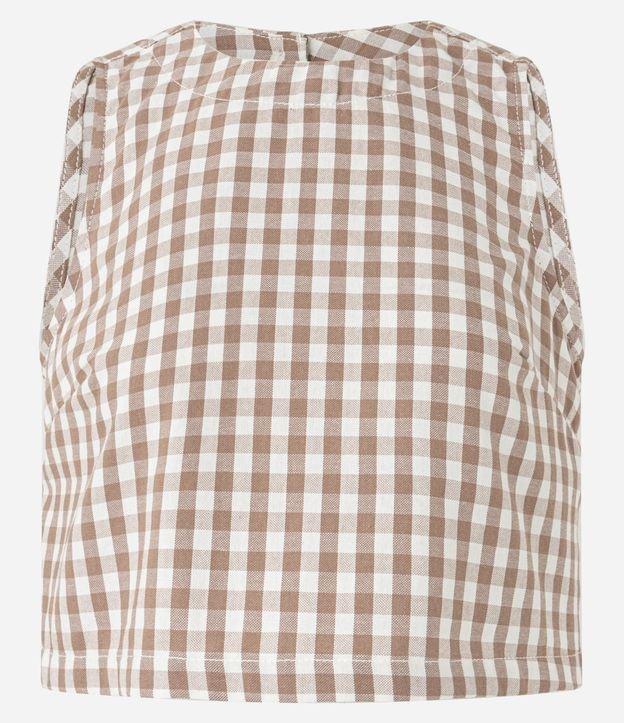Blusa em Sarja com Gola Redonda e Estampa Xadrez Vichy - 1