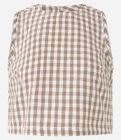 Blusa em Sarja com Gola Redonda e Estampa Xadrez Vichy - 1