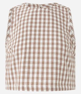 Blusa em Sarja com Gola Redonda e Estampa Xadrez Vichy