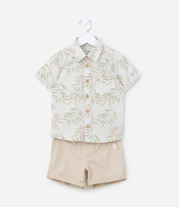 Conjunto Infantil em Algodão com Estampa de Folhagens - Tam 1 a 6 Anos - 1