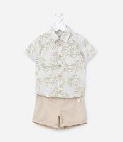 Conjunto Infantil em Algodão com Estampa de Folhagens - Tam 1 a 6 Anos - 1