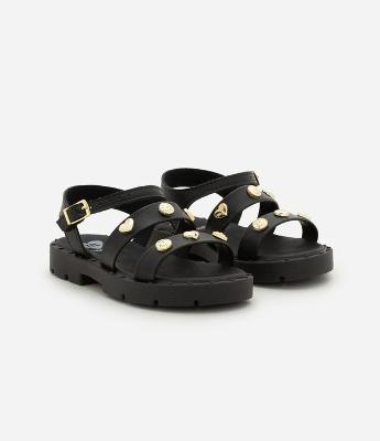 Sandália Infantil em PU com Aplicações Molekinha - Tam 19 ao 25