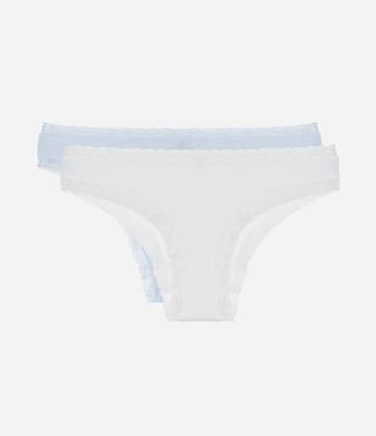 Kit 02 Calcinhas Biquíni em Algodão com Detalhe de Rendinha