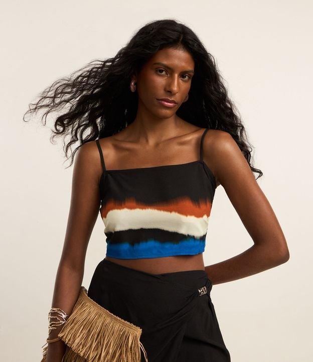 Saída de Praia Saia Transpassada em Viscose com Estampa Aquarelada - 3