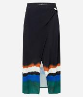 Saída de Praia Saia Transpassada em Viscose com Estampa Aquarelada - 1