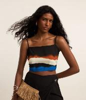 Saída de Praia Saia Transpassada em Viscose com Estampa Aquarelada - 3