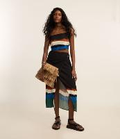 Saída de Praia Saia Transpassada em Viscose com Estampa Aquarelada - 4