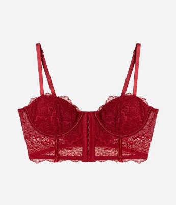 Sutiã Alongado em Renda Floral