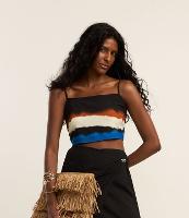 Saída de Praia Blusa Cropped em Viscose com Estampa Aquarelada - 2