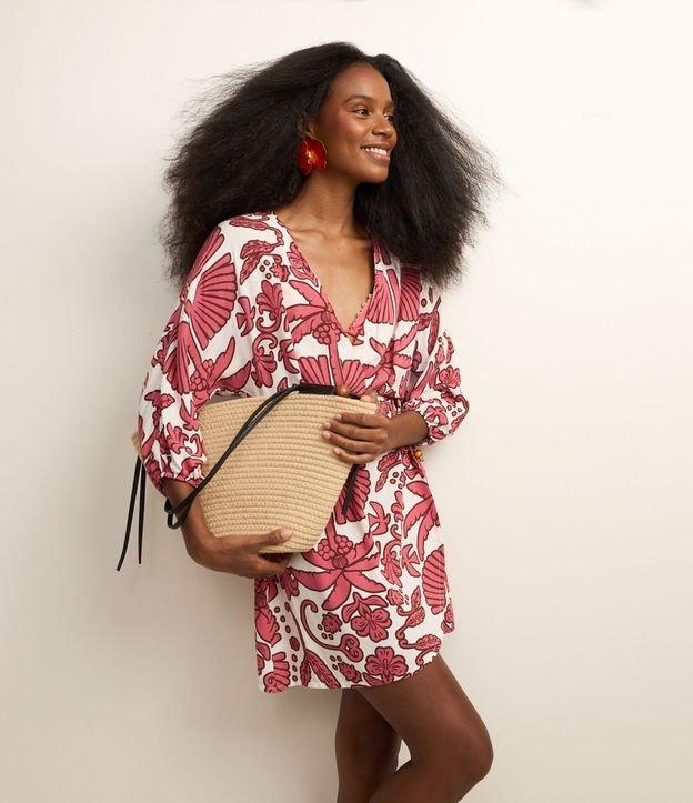 Saída de Praia Vestido Curto em Viscolinho com Estampa Floral - 2