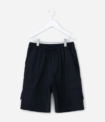 Bermuda Infantil com Bolsos Cargo e Zíper - Tam 5 a 14 Anos