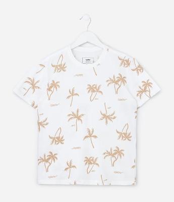Camiseta Infantil com Estampa de Mini Ícones de Praia - Tam 5 a 14  Anos