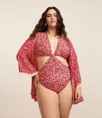 Maiô com Bojo Triângulo em Microfibra com Estampa Floral Liberty Curve & Plus Size