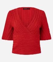 Blusa Texturizada em Tricô com Decote V e Fio Metalizado - 1