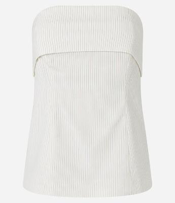 Blusa Alfaiatada com Decote Virado e RIscas de Giz