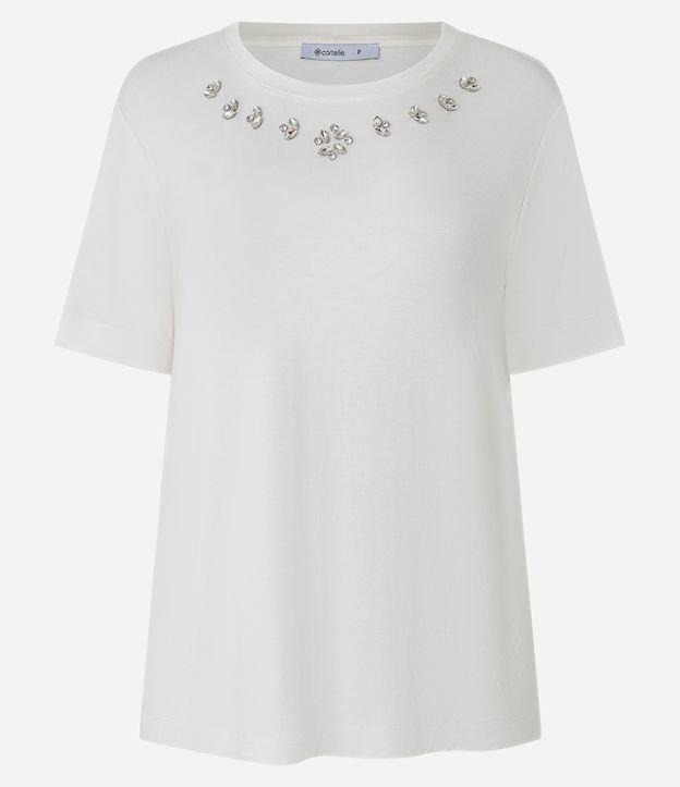 Camiseta T-shirt em Viscose com Aplicação de Strass - 1
