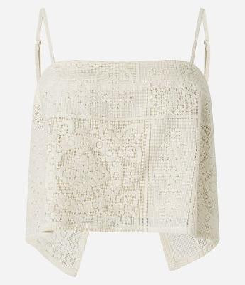 Blusa Cropped com Amarração nas Costas e estampa Guipire Floral