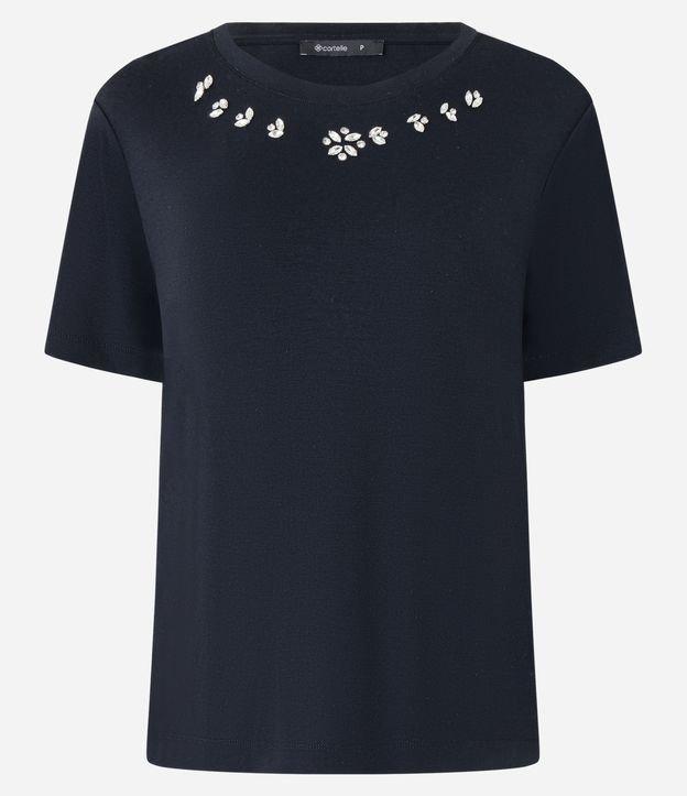 Camiseta T-shirt em Viscose com Aplicação de Strass - 1
